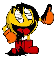 a cartoon of pac man giving a thumbs up sign
