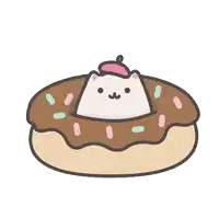 a cartoon drawing of a donut with a cat in it