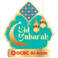 a logo for ocbc al-amin says eid mubarak