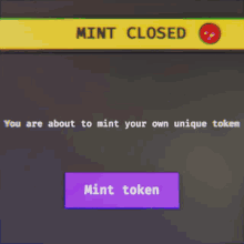 a purple mint token button is on a computer screen