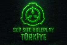 a green glowing scp site roleplay turkey logo on a black background