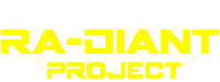 the logo for the radiant project is yellow and black on a white background .