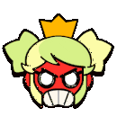 a cartoon girl with a crown on her head and a speech bubble .