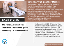 an advertisement for a veterinary ct scanner market shows a picture of a ct scanner