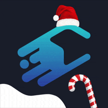 a blue icon with a santa hat on it