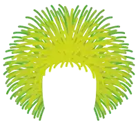 a drawing of a wig made of green and yellow lines