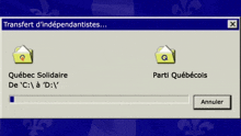 a computer screen that says transfert d ' independantstes