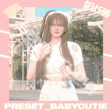 a picture of a girl with the words preset babycutie