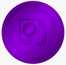 a purple coin with a stack of books on it