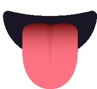 a red tongue sticking out from a black mouth