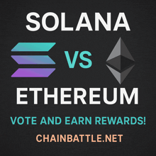 a poster that says solana vs ethereum and says vote and earn rewards