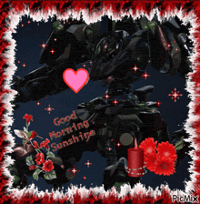 a picture that says good morning sunshine with a robot