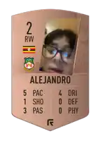 a card with a picture of a man named alejandro