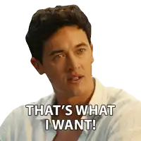 a man says " that 's what i want " in front of a white background