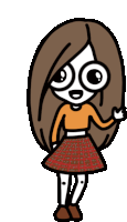 a cartoon drawing of a girl with big eyes