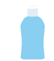 a blue bottle with a white cap is against a white background