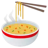 a bowl of noodles with chopsticks sticking out of the bowl