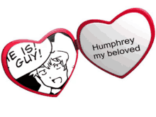 a heart shaped mirror with humphrey my beloved on it