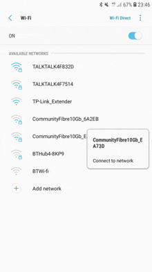 a phone screen shows a list of available networks including talktalk4f732d