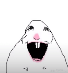 a pixel art drawing of a hamster with its mouth wide open