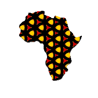 a map of africa with red yellow and black triangles on it