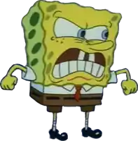 a cartoon character named spongebob has a very angry expression on his face