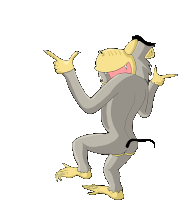 a cartoon drawing of a monkey pointing at the camera