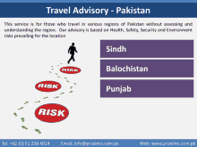 an advertisement for travel advisory in pakistan shows a man walking on a path of risk