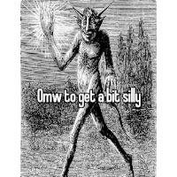 a black and white drawing of a devil with horns standing in a field .