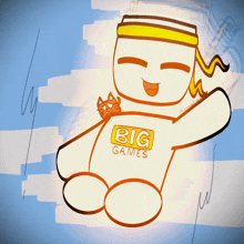 a drawing of a person with big games written on it