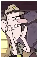 a cartoon character is wearing a hat and tie and making a funny face