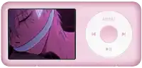 a pink ipod with the word menu on the top