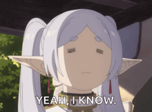 a cartoon character says yeah i know in front of her