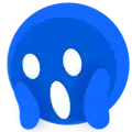 a blue circle with three white dots on it