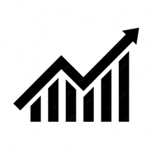 a silhouette of a graph with an arrow pointing up .