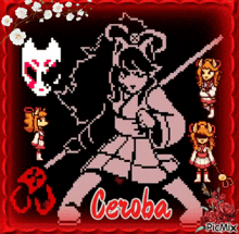 a pixel art of a girl holding a sword and the name ceroba on the bottom