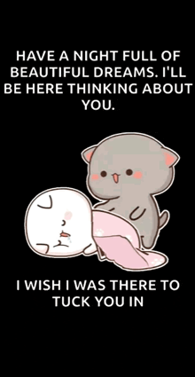 a cartoon of two cats laying next to each other on a black background with a quote .