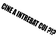 a black and white banner that says cine a intrebat coi