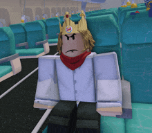 a cartoon character wearing a burger king crown sits on a plane