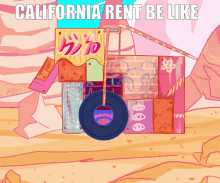 a cartoon drawing of a california rent be like vehicle