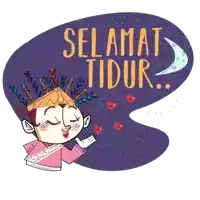 a cartoon of a woman blowing kisses with the words " selamat tidur " written above her