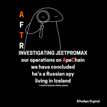 a black and white drawing of a bird with a magnifying glass and the words investigating jeetpromax