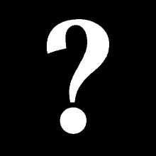 a white question mark with a white circle in the middle on a black background