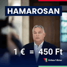 a poster for orban viktor with a man in a suit