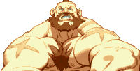 a pixel art drawing of a man with a beard and muscles