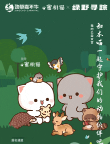 a poster for jingcao carnival shows a group of animals including a cat