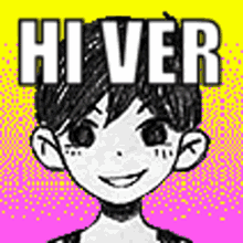 a black and white drawing of a boy with the words `` hiver '' written on it .