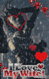 a picture of a skeleton with the words i love my wife