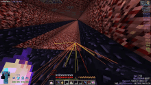 a screenshot of a minecraft game shows a few lines of light