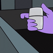 a cartoon of a hand holding a white object